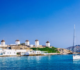 Romantic,Famous,Windmills,Of,Mykonos,On,A,Bright,Summer,Day,